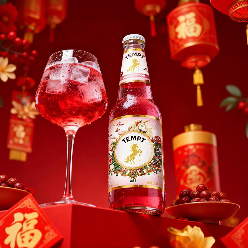 TEMPT坦普特诱惑马年限定酷石榴西打新春送礼果酒微醺气泡水果酒