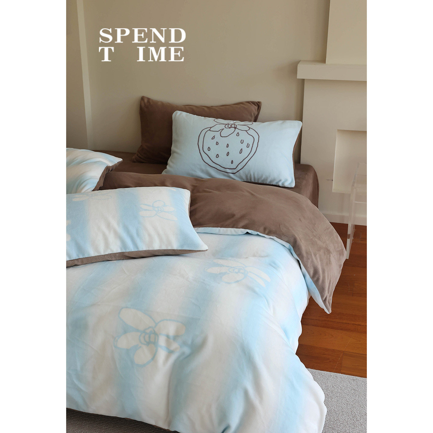 Spendtime原创卡通牛奶绒加厚秋冬圣诞色拼搭保暖四件套床单床品,淘宝优惠券,粉丝福利购,淘宝优惠卷