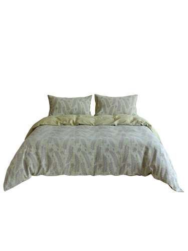 花时间生活初春色织提花水洗被套床单透气全棉双层纱床上四件套 - 图3