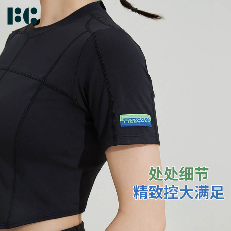 FIZZCOCO小高领运动短袖显瘦健身服