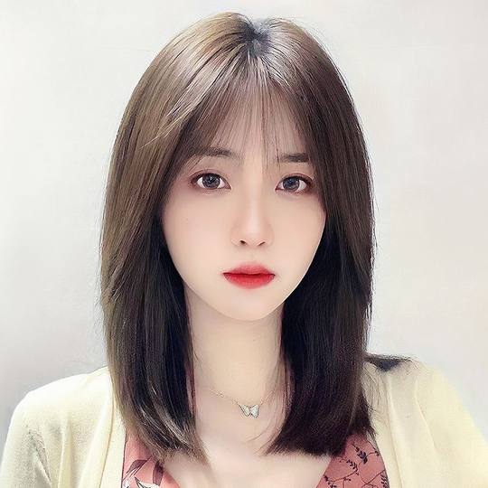 Perruque simulée cheveux humains cheveux courts naturels couverture complète de la tête femme nouvelle vague tête clavicule couverture complète perruque cheveux moyens et longs