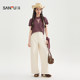 Sanfu Casual Pants 2026 Summer Side Beaded Button Waist Straight Pants Women's 521094