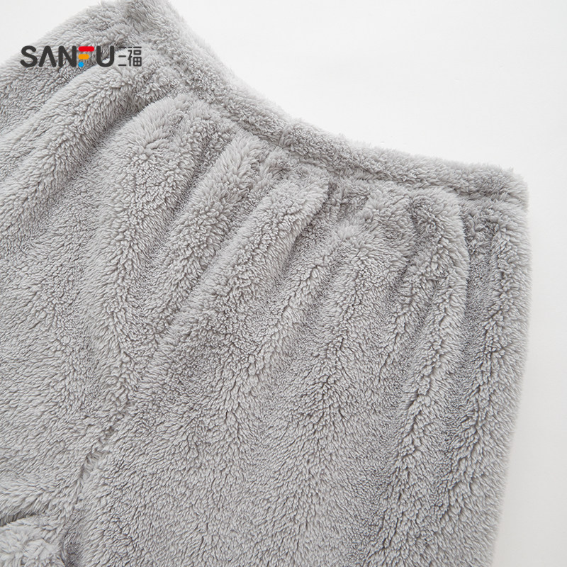 Sanfu Men's Winter Zipper Stand Collar Plush Home Clothes Comfortable Simple Loose Pajamas Set 531786