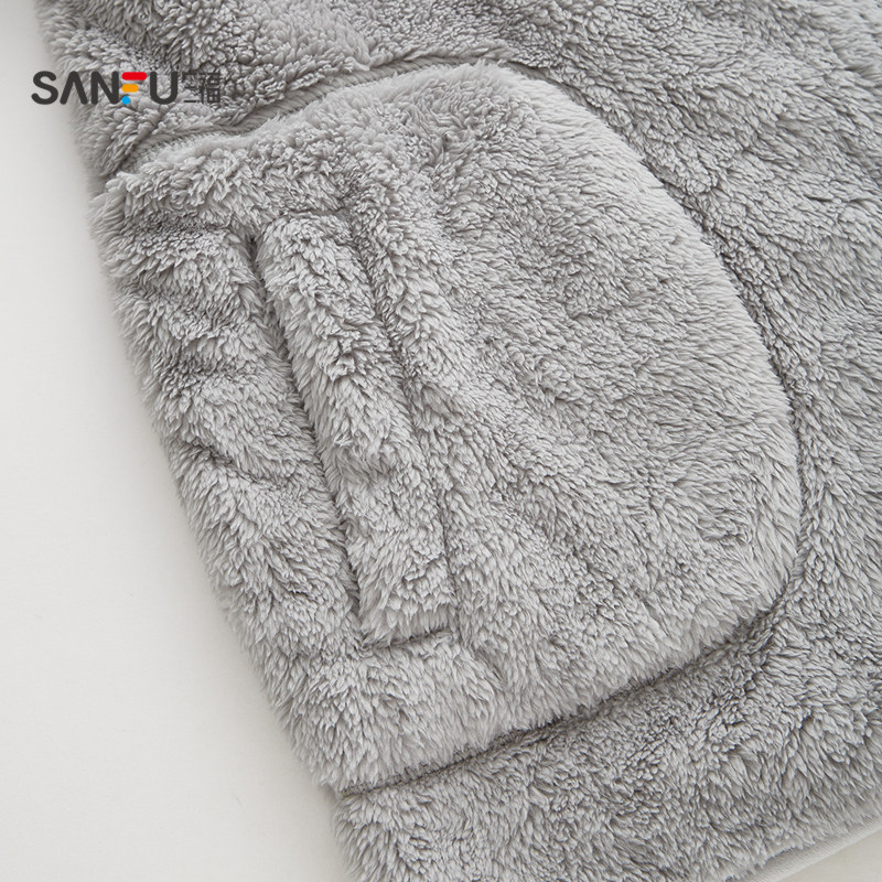 Sanfu Men's Winter Zipper Stand Collar Plush Home Clothes Comfortable Simple Loose Pajamas Set 531786