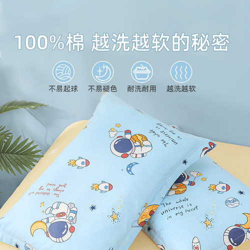 纯棉儿童枕套40×60一对装卡通可爱幼儿园宝宝枕套30×50乳胶枕套 - 图0