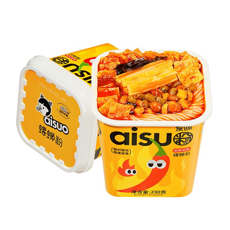 爱嗦冲泡螺蛳粉加辣加臭柳州正宗速食米粉丝即食品免煮桶装螺丝粉