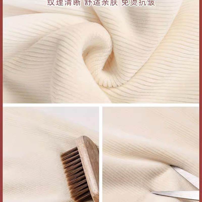 雪尼尔阔腿裤女裤秋冬季加绒加厚棉裤2025新款白色灯芯绒直筒裤子 - 图0