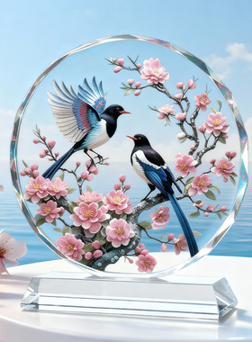 喜上眉梢柿柿如意水晶摆件新装饰桌面家居乔迁礼物工艺品摆台定制