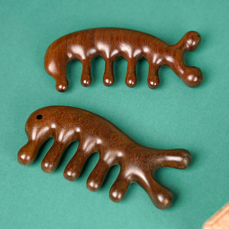 经络梳子檀木头部按摩梳小海豚头疗梳眼部颈部按摩器养生直销,淘宝优惠券,粉丝福利购,淘宝优惠卷