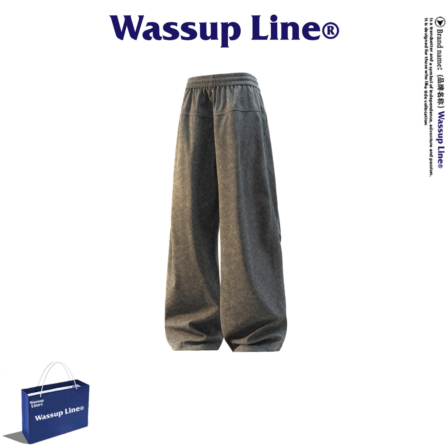 WASSUP Line潮牌美式复古风直筒休闲裤男春秋季新款宽松工装裤,淘宝优惠券,粉丝福利购,淘宝优惠卷