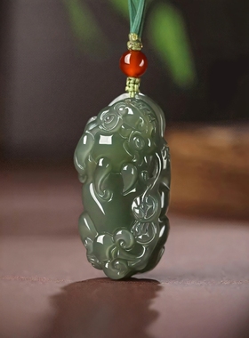 普陀山招财貔貅吊坠和田玉帝王绿项链白玉2026本命年马年雌雄招财