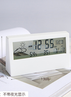 跨境推荐温湿度计时钟创意天气显示夜光小闹钟ins透明款电子闹钟