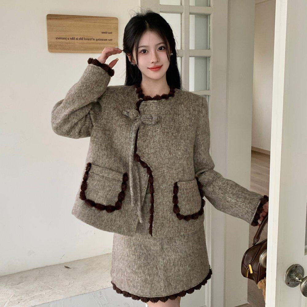 实拍大码女装加厚小香风毛呢外套a字半身裙胖MM遮肉显瘦套装,淘宝优惠券,粉丝福利购,淘宝优惠卷