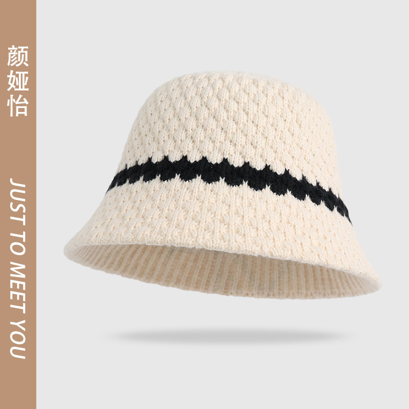 韩版撞色毛线针织渔夫帽子女秋冬季保暖时尚百搭显脸小盆帽可折叠,淘宝优惠券,粉丝福利购,淘宝优惠卷