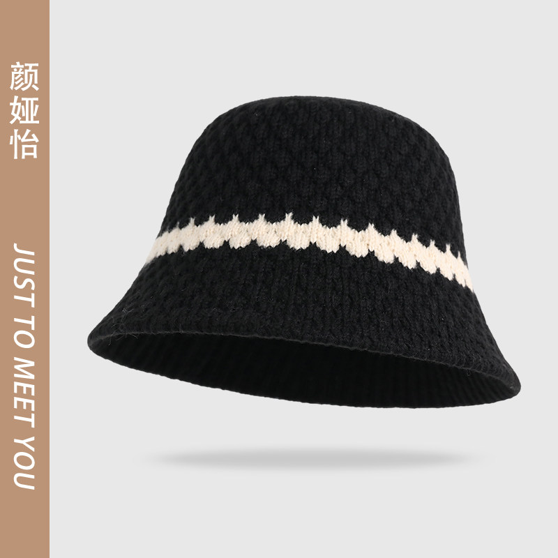 韩版撞色毛线针织渔夫帽子女秋冬季保暖时尚百搭显脸小盆帽可折叠,淘宝优惠券,粉丝福利购,淘宝优惠卷
