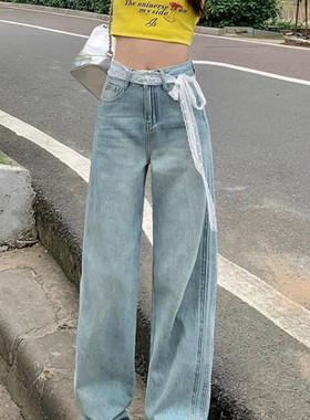 白色蕾丝花边腰带长条丝巾搭配系脖丝带飘带裤腰装饰牛仔裤子配饰