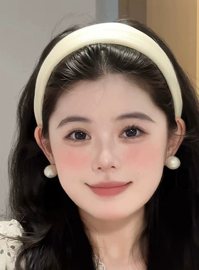 加厚版高颅顶宽边白色发箍女2025新款高级感气质秋冬日常外戴头箍