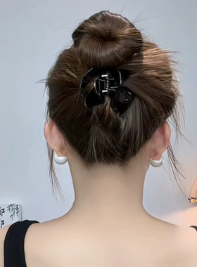 黑色异形南瓜半扎发抓夹女2026新款高马尾发夹后脑勺发量少鲨鱼夹