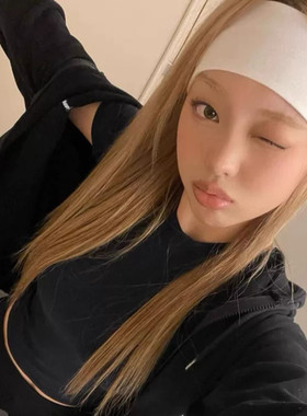 博主同款美式复古头巾白色束发带运动吸汗发箍女2026新款街舞头饰