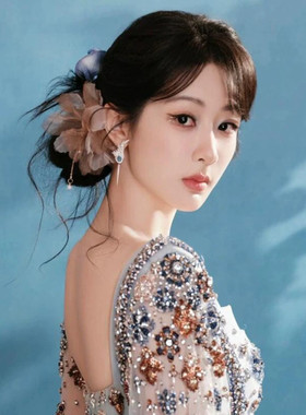 杨紫同款雪纺花朵发簪女仿真花头饰发夹古风新中式簪子发钗发饰
