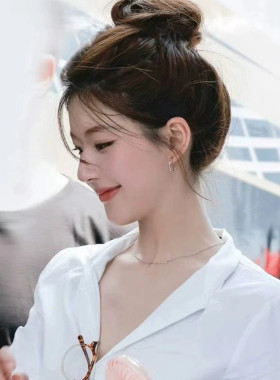 许我耀眼许妍赵露思同款气质素圈耳环女高级感耳圈纯银针圈圈耳饰