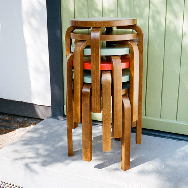 芬兰Artek Aalto Stool E60四脚凳北欧风极简现代实木餐厅桌椅-图0