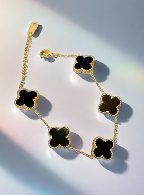 亚马逊爆款不锈钢四叶草手链不掉色女钛钢高级感ins风饰品