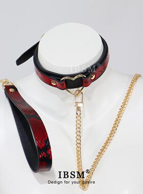 暗黑蛇纹爱心皮革颈环choker定制刻字cos性感项圈puppy牵引