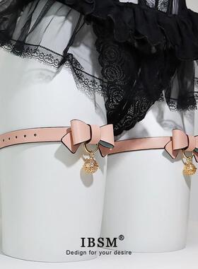 蝴蝶结铃铛皮革套装项圈腿环手脚环定制刻字可爱性感puppy笼中鸟