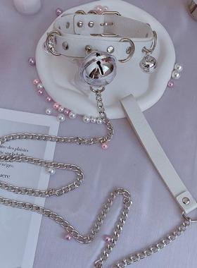 choker铃铛项圈女颈带黑色PU皮颈炼 炼 母锁骨炼男炼条狗炼 炼 子