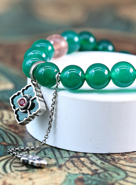 玉顺行敦煌溢彩S925银玉髓藻井手链