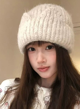 日系猫耳针织护耳帽秋冬保暖女款