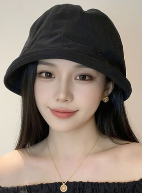 复古亚麻渔夫帽女春夏显脸小防晒
