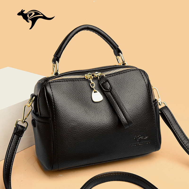 袋鼠真皮包包女包2025新款时尚妈妈斜挎包百搭女士单肩手提小方包,淘宝优惠券,粉丝福利购,淘宝优惠卷