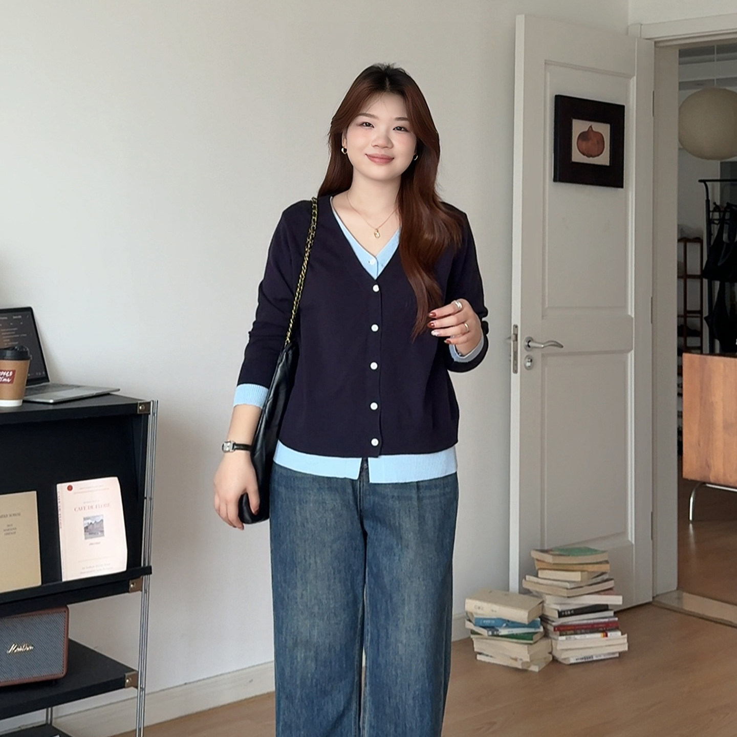 微胖的喵喵大码女装胖mm秋季2025韩系百搭假两件宽松针织上衣2057,淘宝优惠券,粉丝福利购,淘宝优惠卷