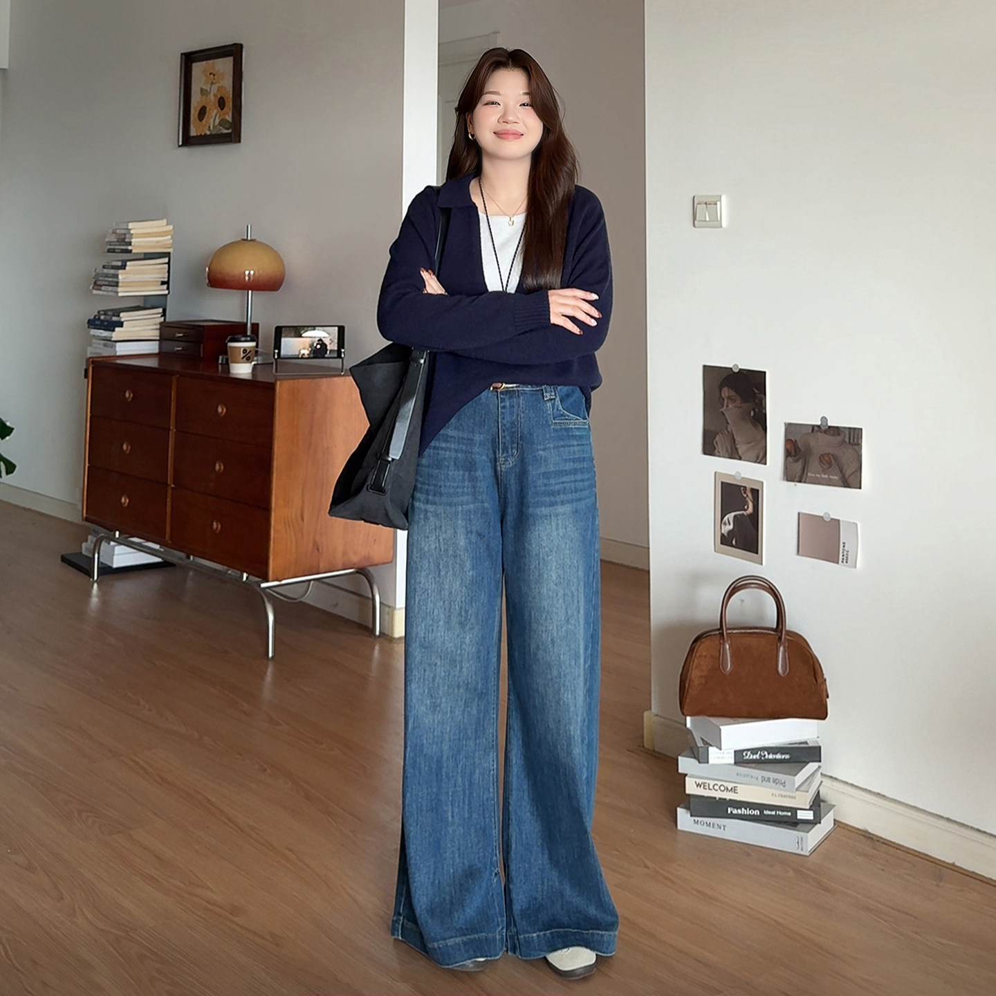 微胖的喵喵梨型身材大码女装胖mm高腰巨显瘦微喇阔腿牛仔裤子7003,淘宝优惠券,粉丝福利购,淘宝优惠卷