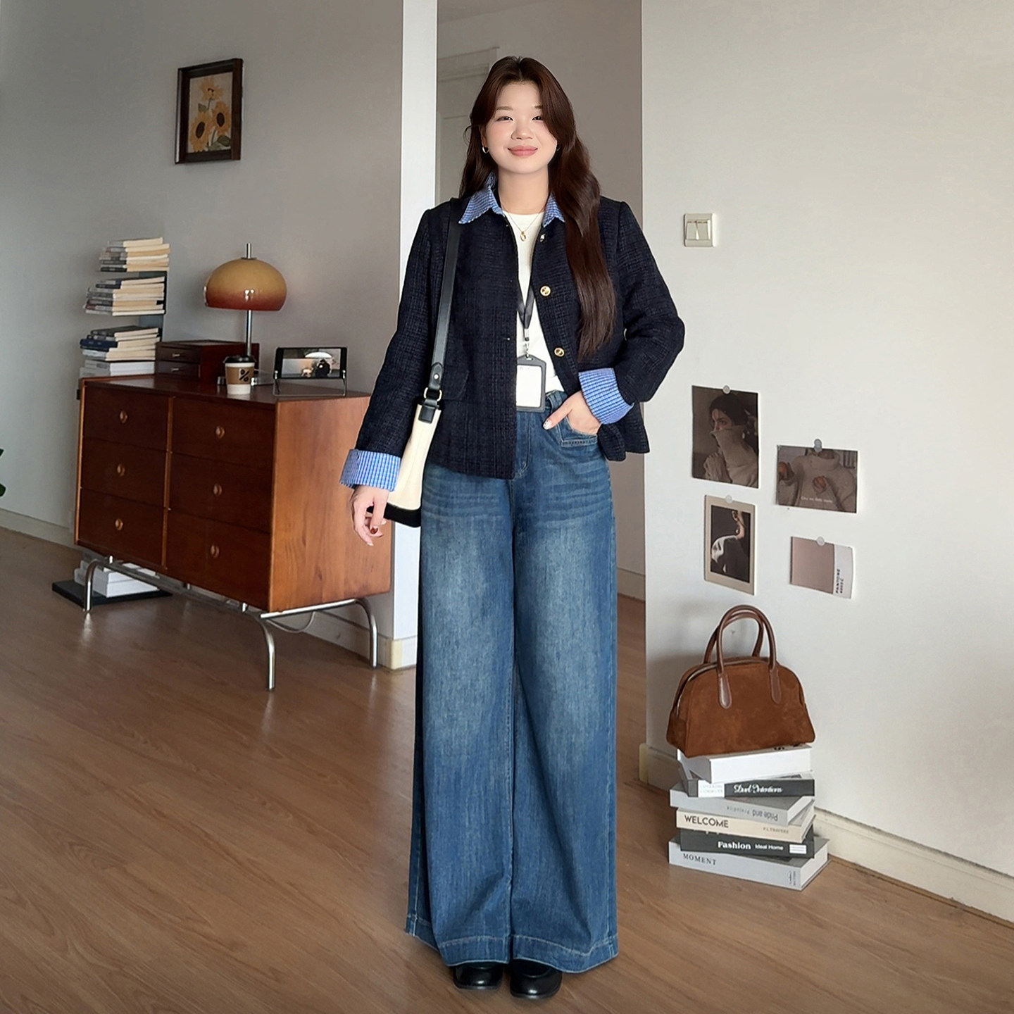 微胖的喵喵梨型身材大码女装胖mm高腰巨显瘦微喇阔腿牛仔裤子7003,淘宝优惠券,粉丝福利购,淘宝优惠卷