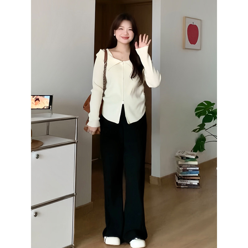 微胖的喵喵 大码女装胖mm初秋显瘦气质一字肩长袖针织衫上衣 3112,淘宝优惠券,粉丝福利购,淘宝优惠卷