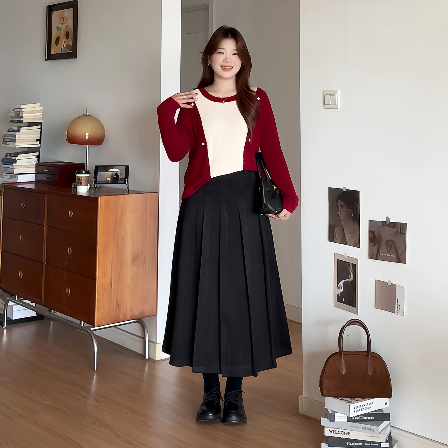 微胖的喵喵大码女装胖mm秋季穿搭2025气质钩花撞色长袖针织衫3192,淘宝优惠券,粉丝福利购,淘宝优惠卷