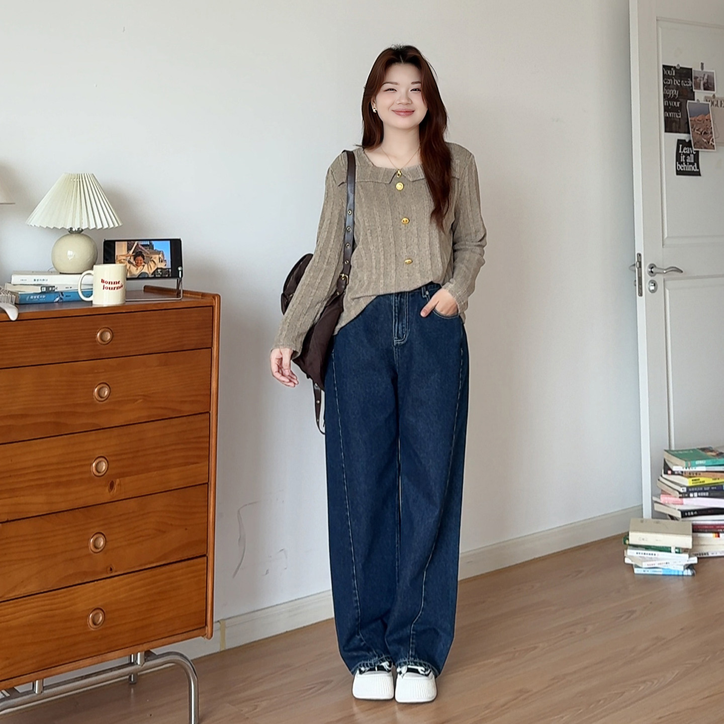 微胖的喵喵梨型大码女裤子胖mm秋冬季穿搭粗腿胯宽直筒牛仔裤2002,淘宝优惠券,粉丝福利购,淘宝优惠卷