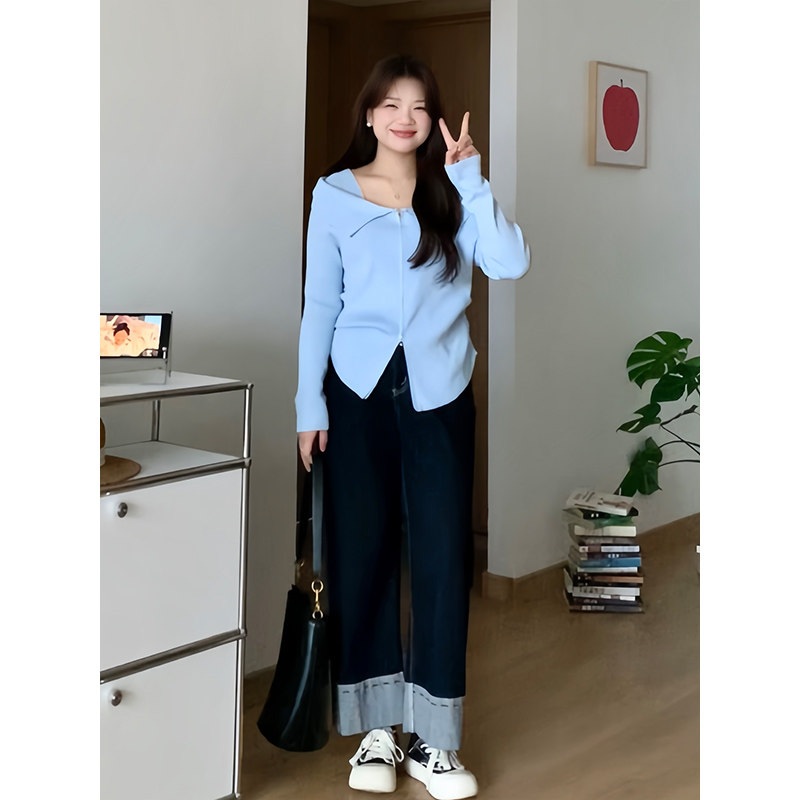 微胖的喵喵 大码女装胖mm初秋显瘦气质一字肩长袖针织衫上衣 3112,淘宝优惠券,粉丝福利购,淘宝优惠卷