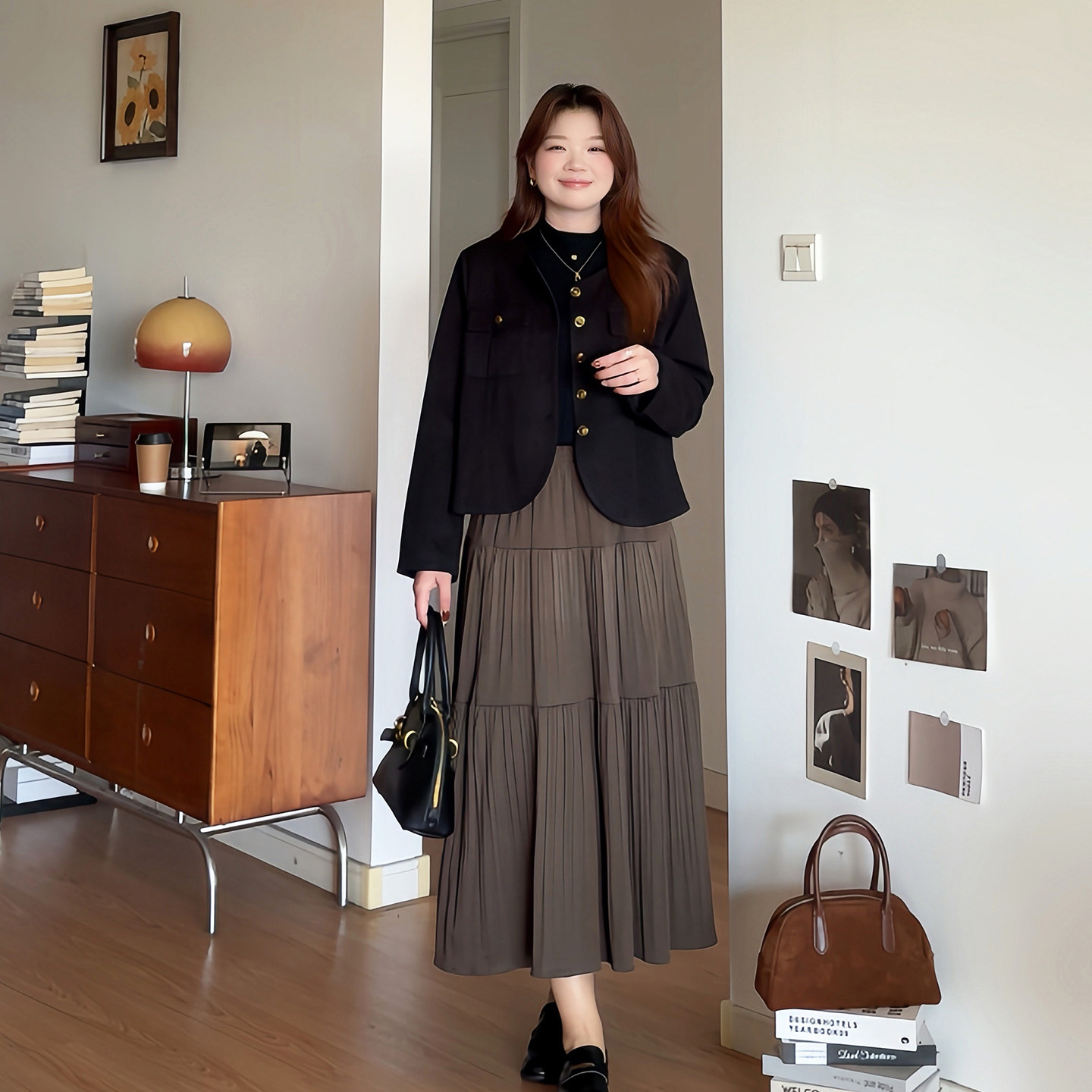 微胖的喵喵梨形身材大码女装胖mm秋季2025遮跨百褶裙子半身裙6108,淘宝优惠券,粉丝福利购,淘宝优惠卷