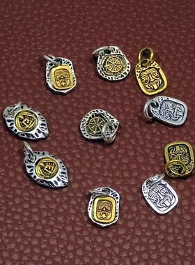 diy饰品配件坠子藏式合金镀藏银双色扎基拉姆挂坠 星月金刚佛珠