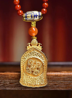 藏式文玩佛珠红玛瑙项链扎基拉姆前世今生唐卡佛牌吊坠毛衣链长链