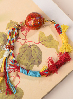 国潮风大漆珠手链小红书同款国风藏式手绳送女友闺蜜情侣百搭礼物