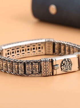 貔貅手链男士潮纯银转动手绳简单大方男生高级感小众编织饰品礼物