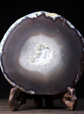 梵间星辰 天然原矿玛瑙片手绘唐卡黄财神118*124mm藏式饰品小摆件