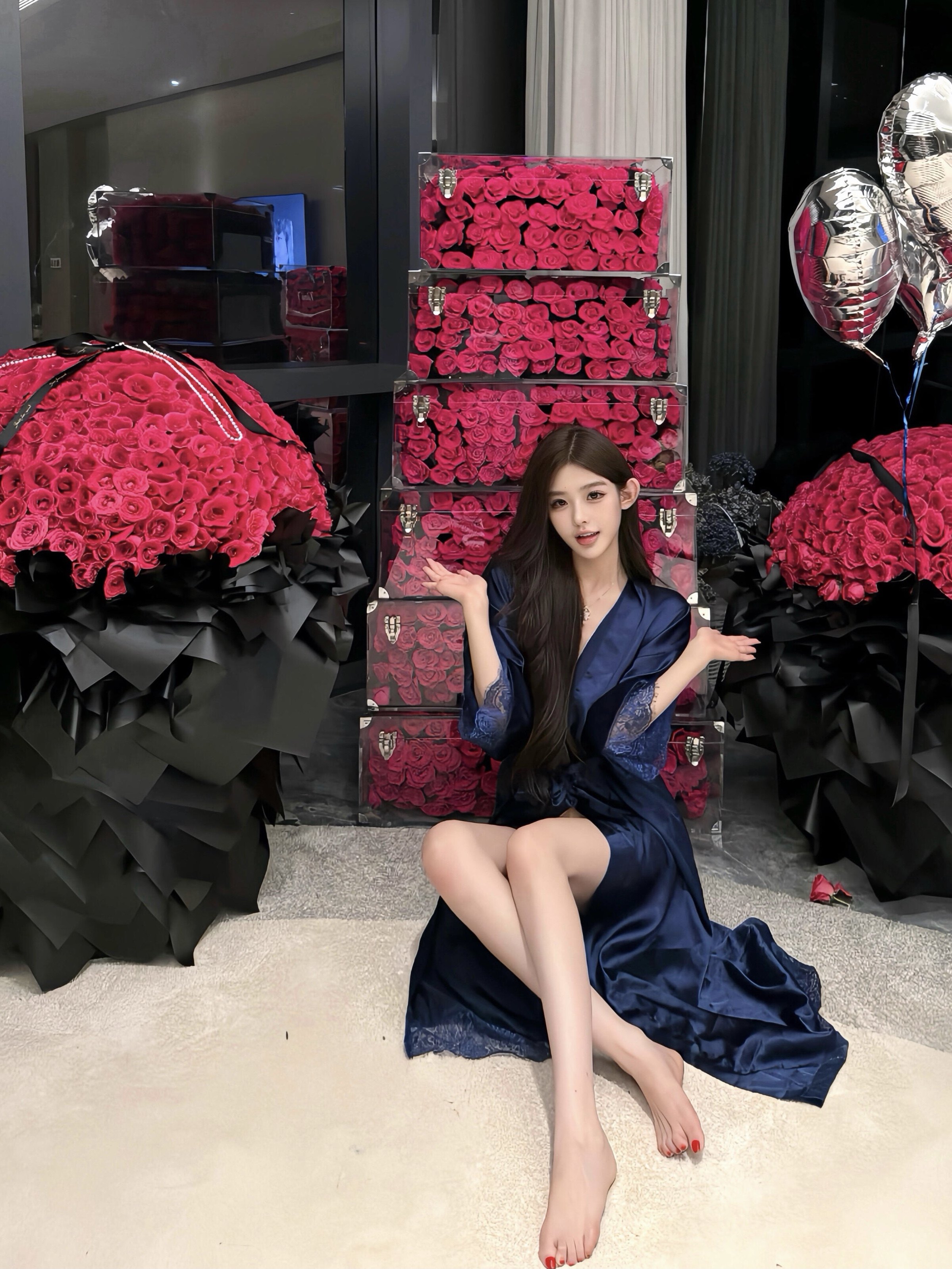 高个子加长睡袍奢贵妇级仿真丝晨袍蕾丝御姐性感度假睡裙可外穿,淘宝优惠券,粉丝福利购,淘宝优惠卷