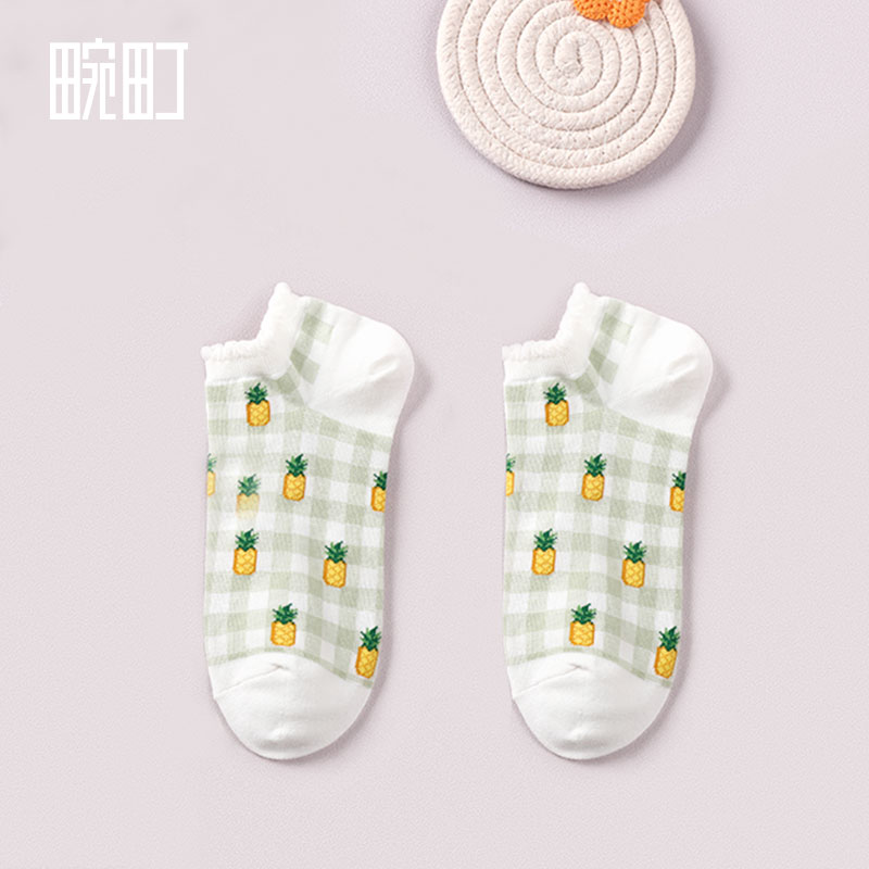 畹町2022春季新款水果格纹棉袜子 畹町服饰配件短袜