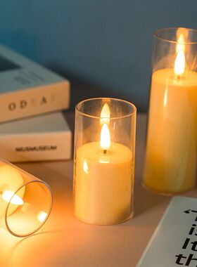 Led eletr?nico sem chama velas luz cintila??o wick efeito 3d